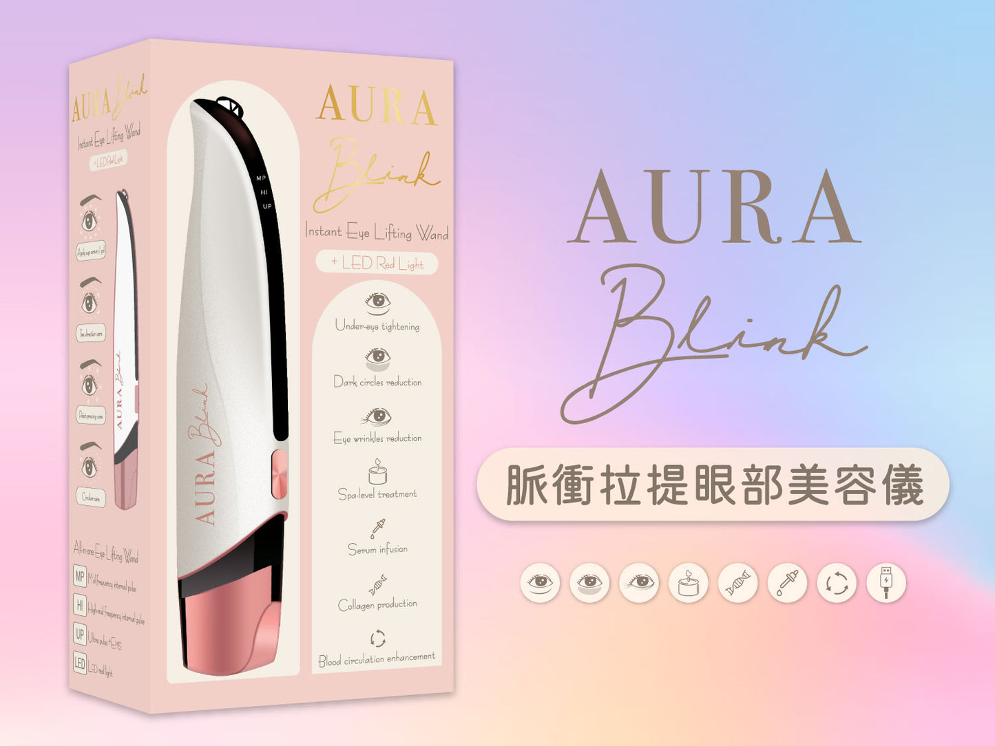 【8折優惠】Aura Blink 脈衝拉提眼部美容儀 ♥再送Rejuvenation 3支
